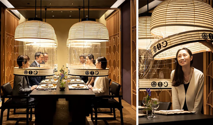 Ресторан в Токио предлагает гостям необычную защиту от коронавируса: фонарики (8 фото)