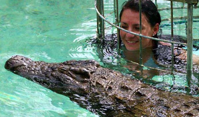 В одном бассейне с крокодилами (4 фото)