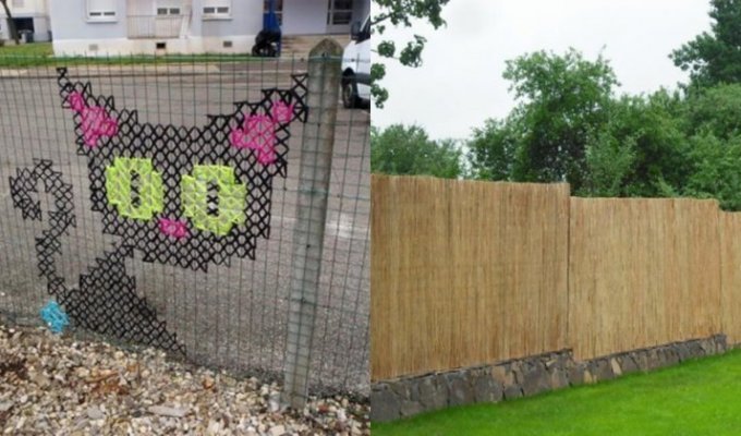 10 вариантов, способных превратить невзрачный забор из сетки во что-то более интересное (15 фото)