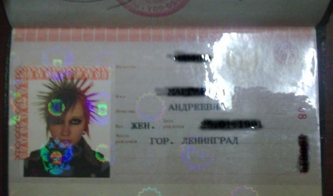 Прикольная фотография в паспорте (3 фото)