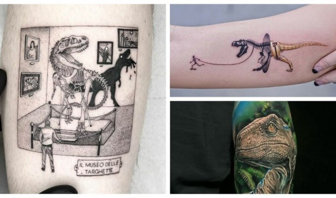 40 examples when a tattoo artist fulfilled the idea of a dinosaur lover (41 photos)