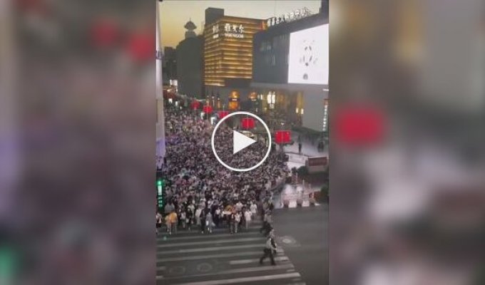 Как китайские полицейские регулируют пешеходный трафик