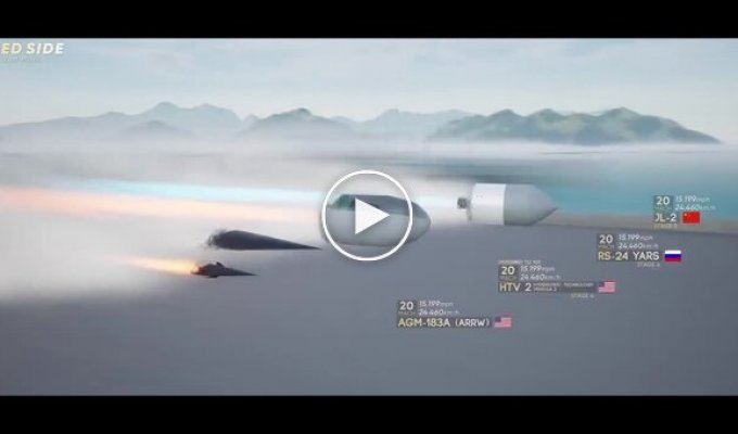 Visual comparison of the fastest rockets from around the world in 3D animation