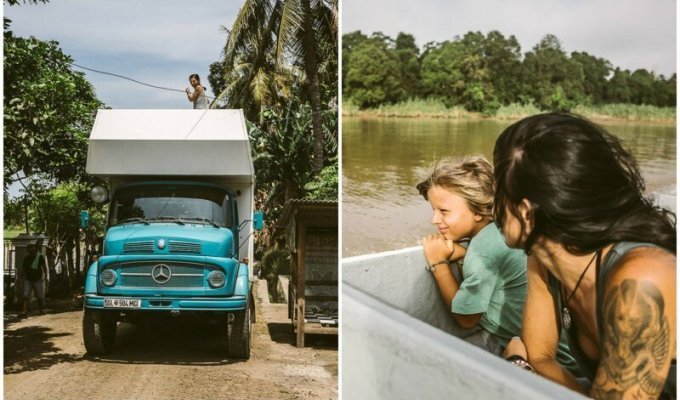 Семья путешествует на старом грузовике, показывая 5-летнему сыну красоту этого мира (38 фото)