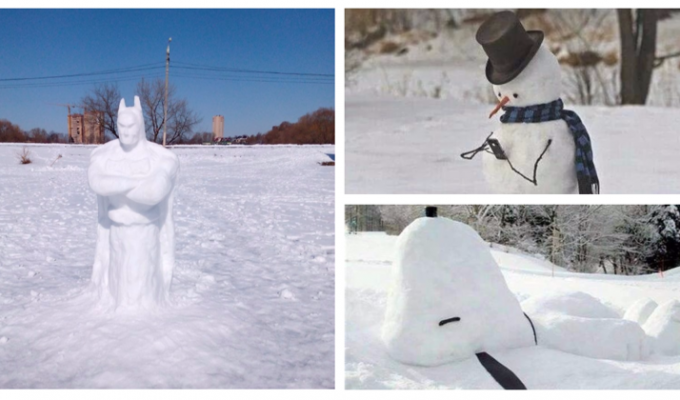 От обнаженной Ким Кардашян до Бэтмена: лучшие снежные фигуры со всего мира (14 фото)