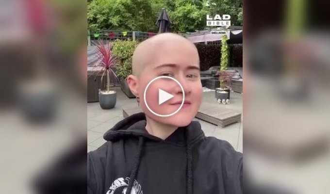 A girl grows her hair after chemotherapy