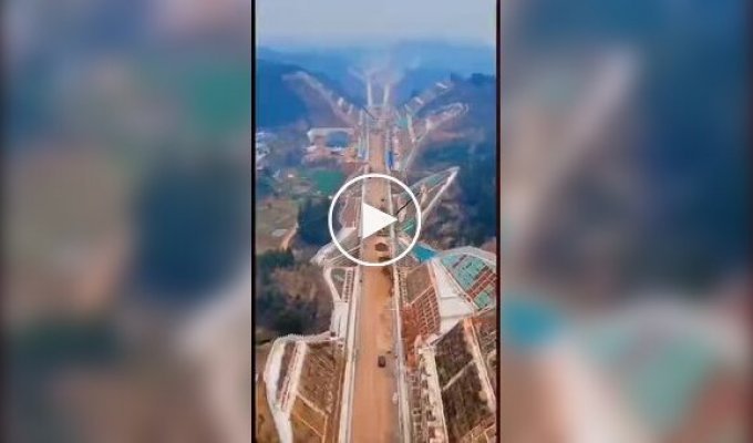 Construction of a highway in a mountainous region of China