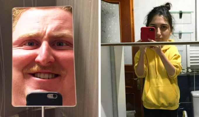 20 cases when bathroom mirrors put on a funny show for people (21 photos)