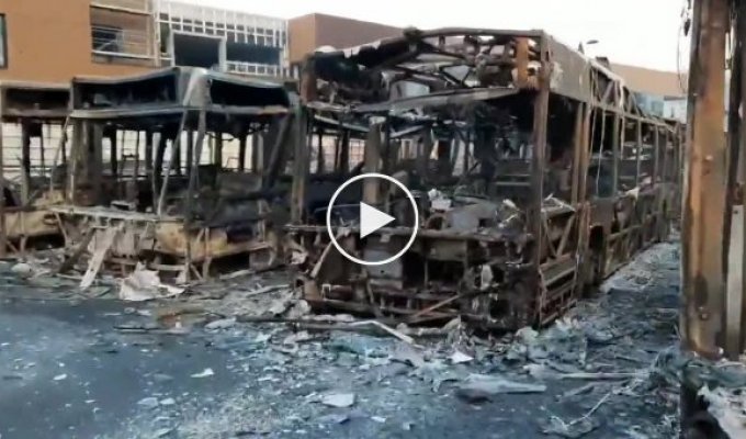 Dozens of buses burned last night in France