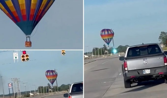 In the USA, a balloon with people crashed into a power line (4 photos + 1 video)
