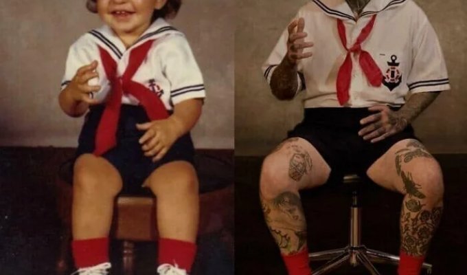 30 People Who Perfectly Recreated Photos of Themselves (30 photos)