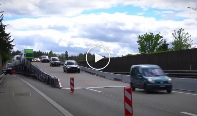 A mobile bridge has been created in Switzerland that is used for road repairs