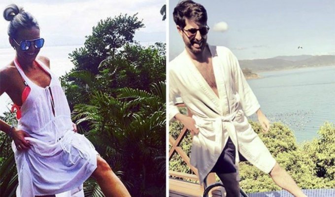 Парень забавно копирует фото девушек из Instagram в бразильском отеле (9 фото)