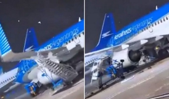 В Аргентине ветер сдвинул Boeing (5 фото + 1 видео)