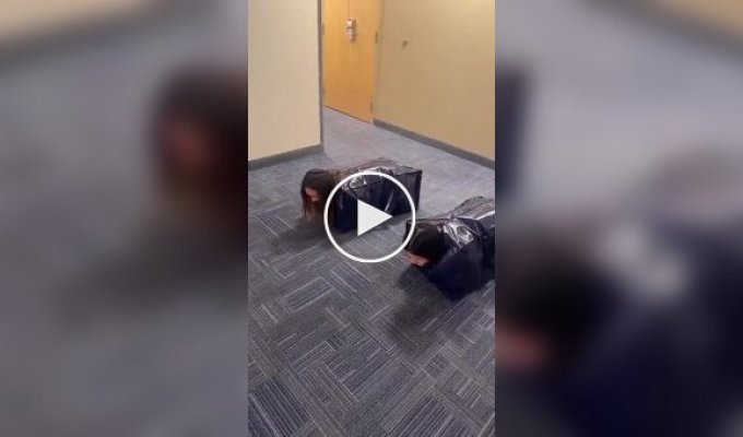 Студенты залезли в мешки и устроили необычный забег