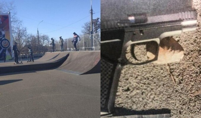 "Дядь, ты дурак?!":"яжотец" в украинском скейтпарке несколько раз выстрелил в катавшегося там подростка (5 фото + 1 видео)