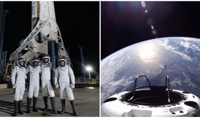 Elon Musk's company sent space tourists to a record 1,400 km above the Earth (1 photo + 4 videos)