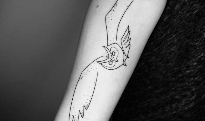 Невероятные татуировки, созданные при помощи одной непрерывной линии (20 фото)