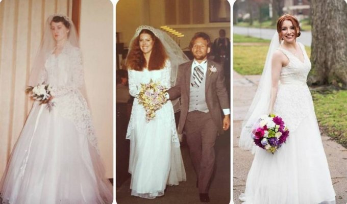 Невеста вышла замуж в том же платье, что её бабушка и мама (12 фото)