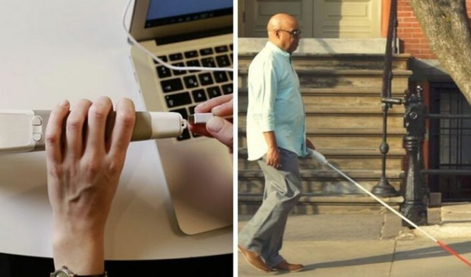 Слепой инженер изобрел "умную трость", которая работает с Google Maps (11 фото + 1 видео)