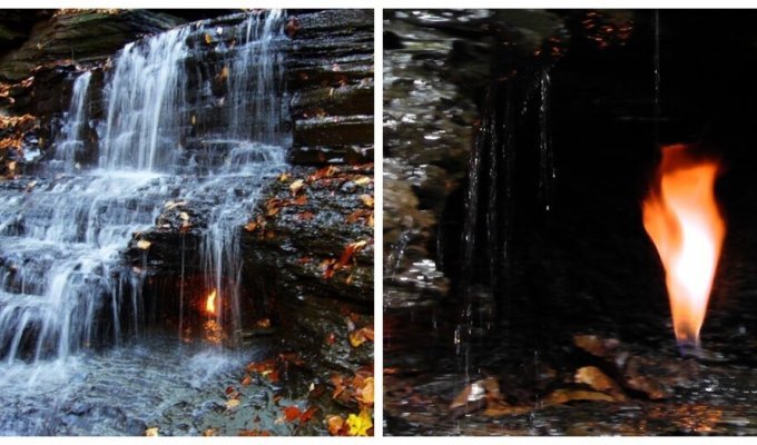 Living flame of the waterfall (9 photos + 1 video)