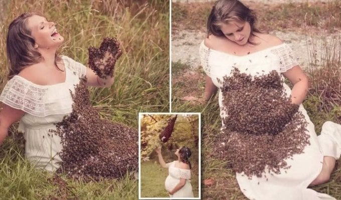 Мама, которая снялась беременная с пчелами на животе, потеряла своего ребенка (9 фото)