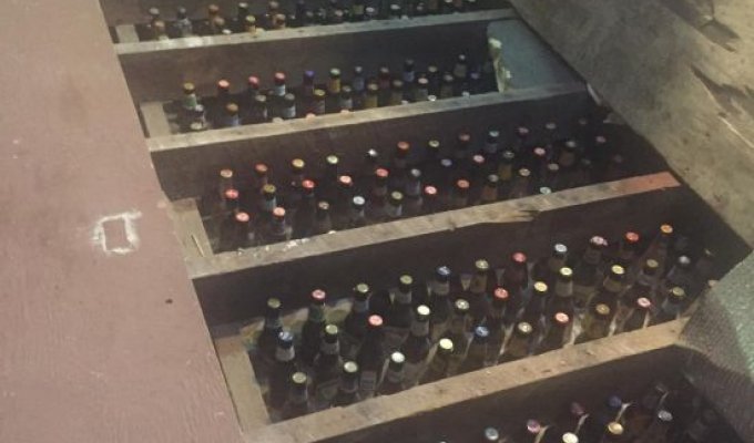 Пляшки з-під пива у підлозі (3 фото)