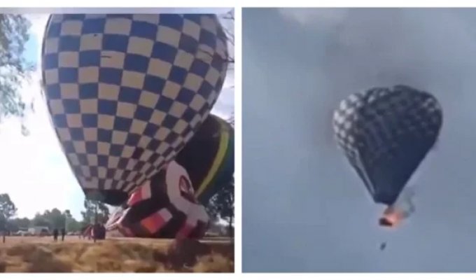 Происшествие на фестивале воздушных шаров в Мексике (1 фото + 2 видео)
