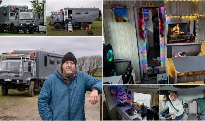 A British man lost everything in a divorce, so he spent his savings to live in a military van (15 photos + 1 video)