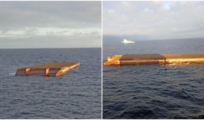 A barge capsized on Lake Ladoga (2 photos + 1 video)