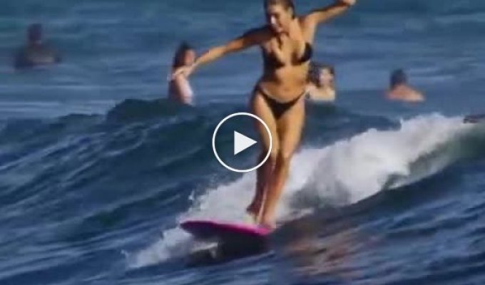 Surfer caught a wave