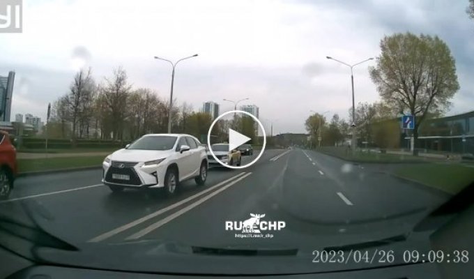 Scooter hit by a car in Minsk