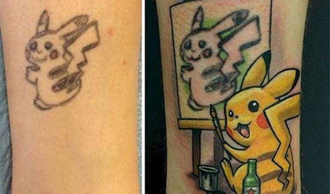 15 ужасных татуировок, которые спас только перекрывающий рисунок (16 фото)