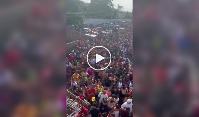 A cow causes chaos in the crowd at a carnival