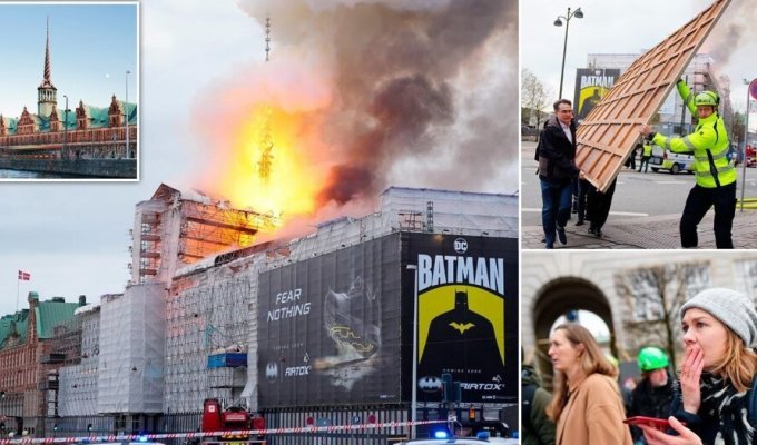 In Denmark, the stock exchange building from 1625 burned down (17 photos + 1 video)
