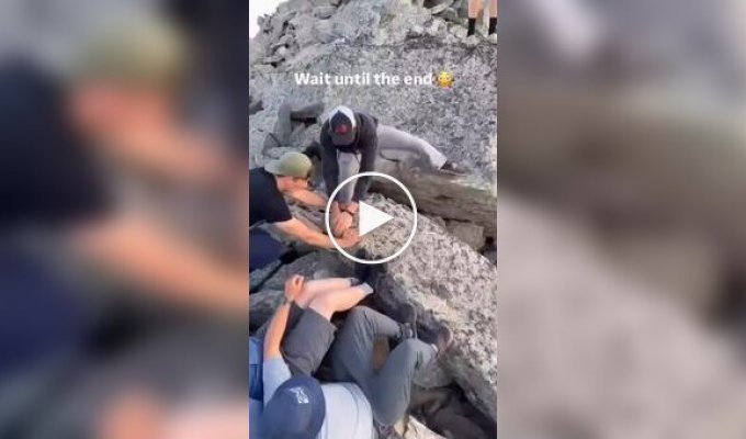 A guy almost died when he and his friends threw a stone off a cliff