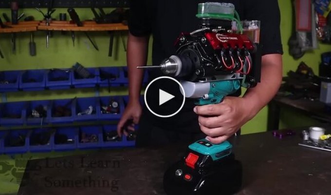 The guy made a gasoline drill out of an electric drill