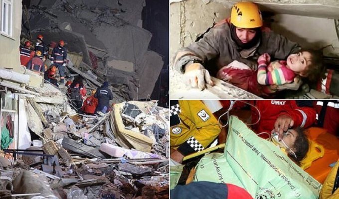 Спасатели ищут жертв землетрясения в Турции под завалами (62 фото + 1 видео)