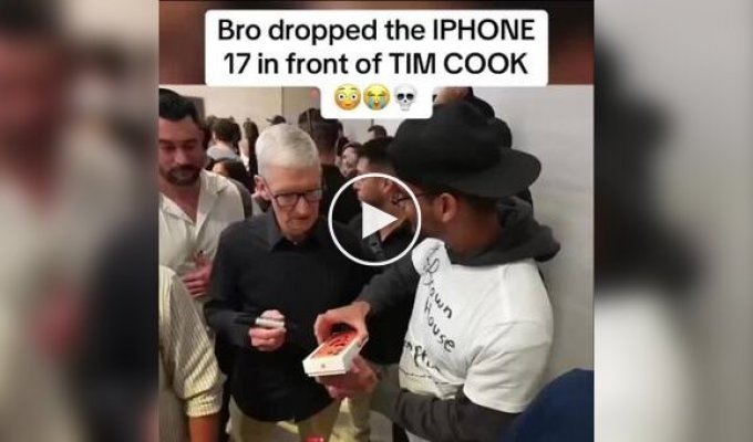 Парень выронил новый iPhone перед главой Apple