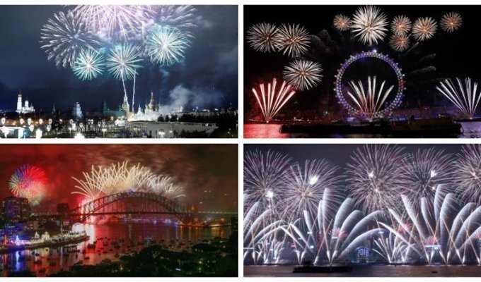 Новогодние фейерверки 2018 в разных странах (46 фото + 15 видео)