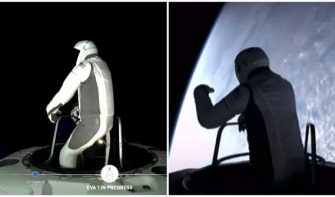 SpaceX showed the first ever spacewalk by non-professional astronauts (1 photo + 3 videos)