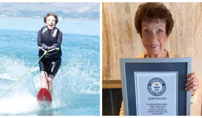 A unique water skier whose age does not prevent her from surfing the open spaces and setting records (5 photos + 1 video)