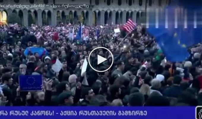 На протесте в Тбилиси звучит гимн Украины