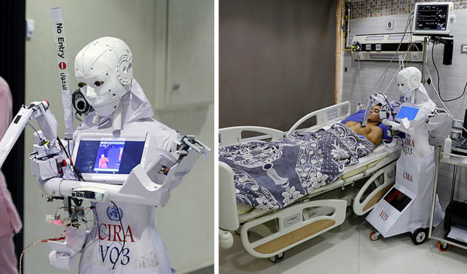 В египетской больнице тесты на коронавирус делает медсестра-робот (7 фото + 1 видео)