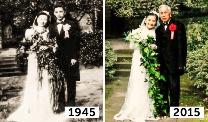 98-летние супруги воссоздали день своей свадьбы через 70 лет (8 фото)