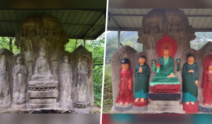 Бійся добра, китайці зіпсували 1400 літні статуї з подяки (6 фото)
