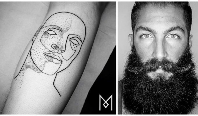 Минимализм всегда в моде: лаконичные татуировки "в одну линию" (31 фото)