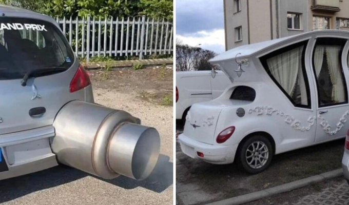 18 ruthless modifications that turned ordinary cars into funny transformers (19 photos)