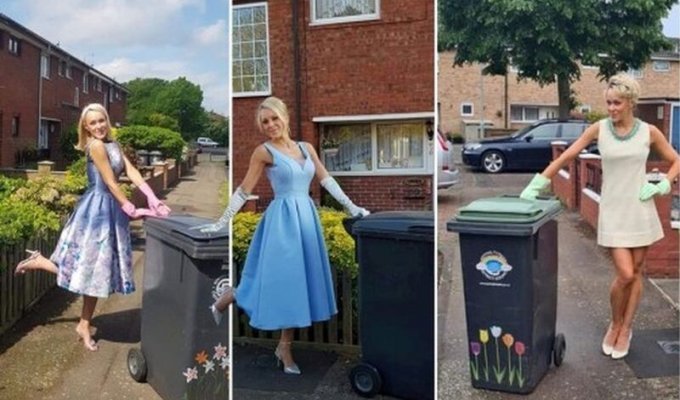 При полном параде: британка каждую среду выносила мусор в новом платье (15 фото)