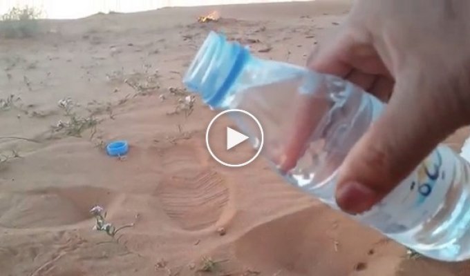 Интересный эксперимент с бутылкой воды в пустыне